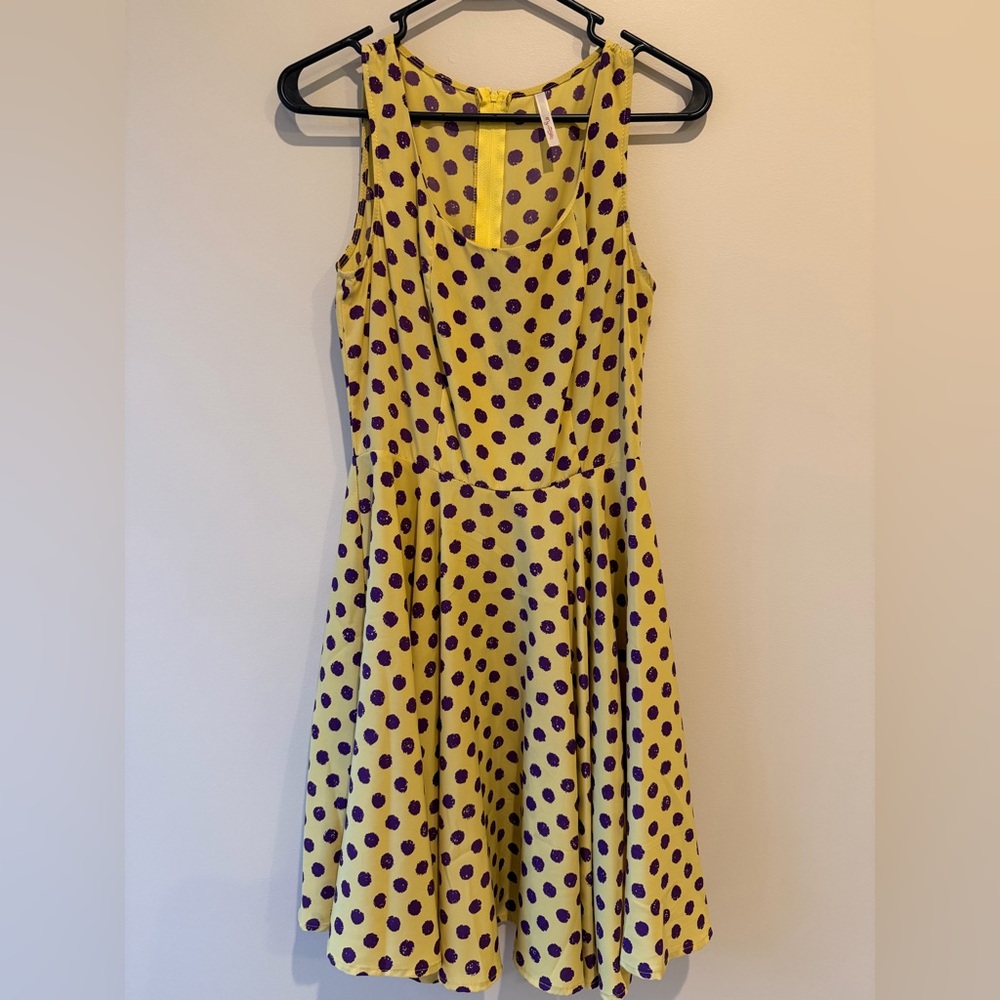 Yellow and Purple Polka Dot Dress